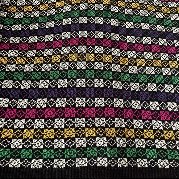 Vintage 90s Sweater Abstract Bold Printed Knit by Jamie Scott Large Crazy Fun - Picture 5 of 6